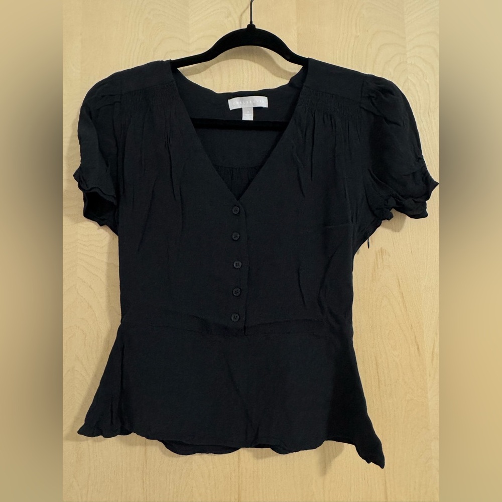 Chelsea28 Black Button-Up Blouse